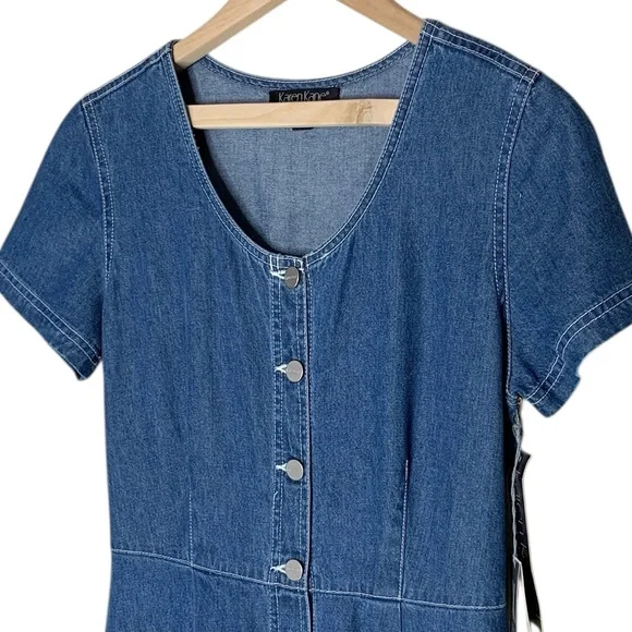 Karen Kane 90s Denim Maxi Dress Button Front Size 6 NWTOS USA Boho Cottage - Picture 2 of 13